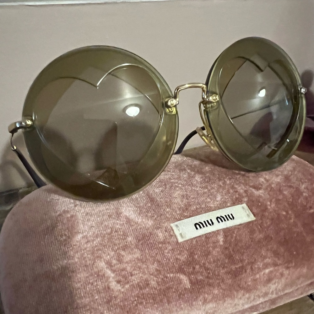 Miu Miu Heart-Shaped Sunglasses - Olive and Gold